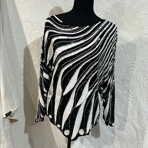 Elegant Black and White Sequin Top